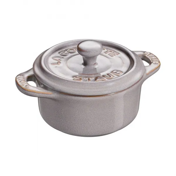 Мини-кокот круглый, 10 см, античный серый, Staub