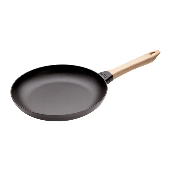 Сковорода круглая, 26 см, с деревянной ручкой, черная, Staub