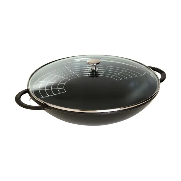 Вок со стеклянной крышкой, 37 см, 5,7 л, черный, Staub