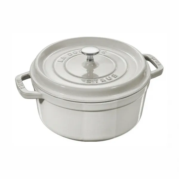 Кокот круглый, 26 см, 5,25 л, белый трюфель, Staub