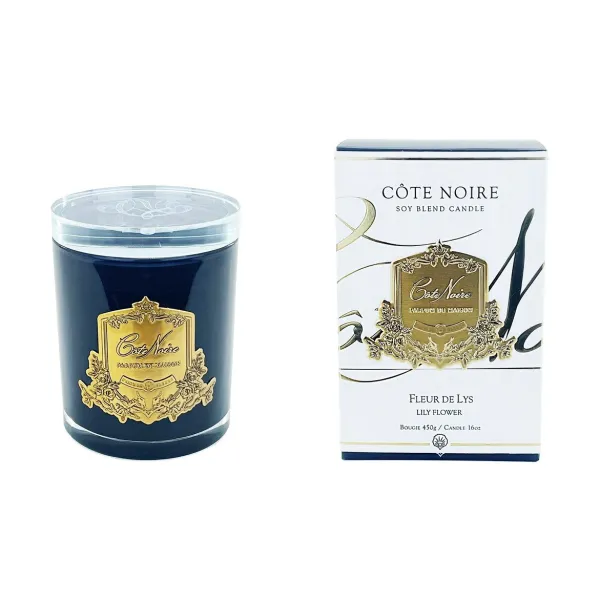 Свеча ароматическая 450 г «Lily Flower» в черном сосуде, 15 см, 100ч, Cote Noire