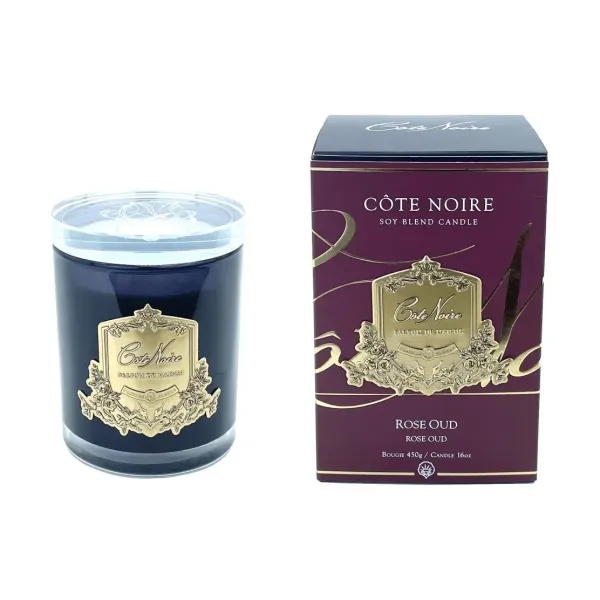 Свеча ароматическая 450 г «Rose Oud» в черном сосуде, 15 см, 100ч, Cote Noire