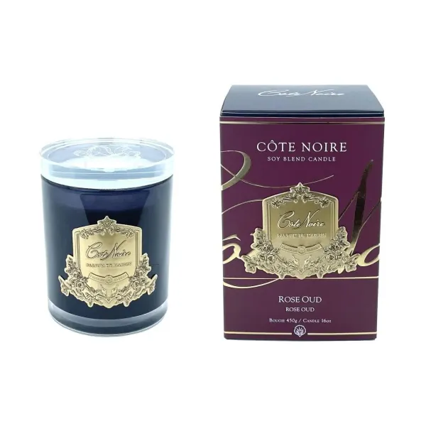 Свеча ароматическая 185 г «Rose Oud» в черном сосуде, 12,5 см, 60ч, Cote Noire