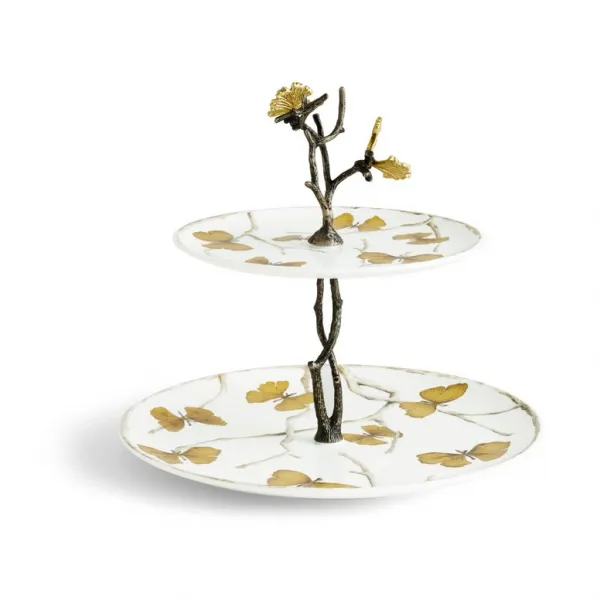 Этажерка Michael Aram «Butterfly Ginkgo», двухъярусная, 28 см, фарфор — фото 2