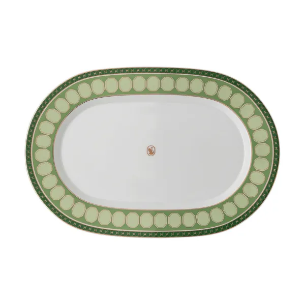 Блюдо овальное 40 см «Fern» зеленое Rosenthal, Swarovski x Rosenthal