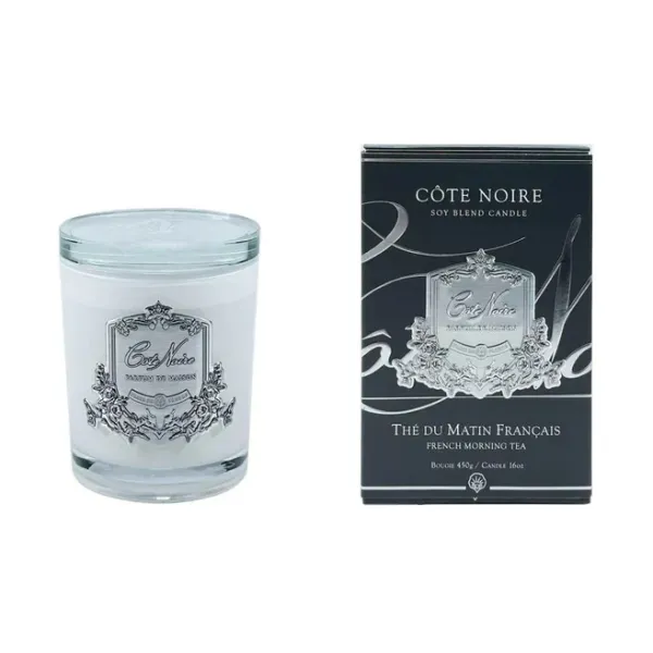 Свеча ароматическая 450 г «French Morning Tea» в белом сосуде, 15 см, 100ч, Cote Noire